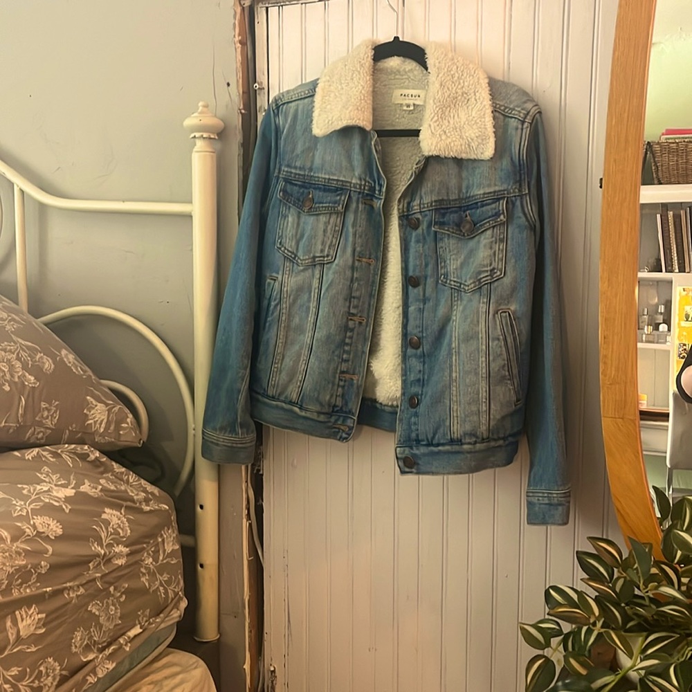 PACSUN White Sherpa lined Jean jacket